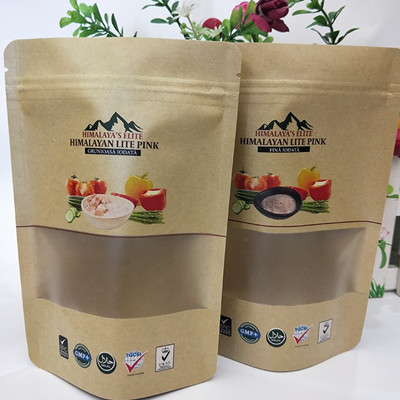 Custom printed kraft paper stand-up pouch resealed zipper .400